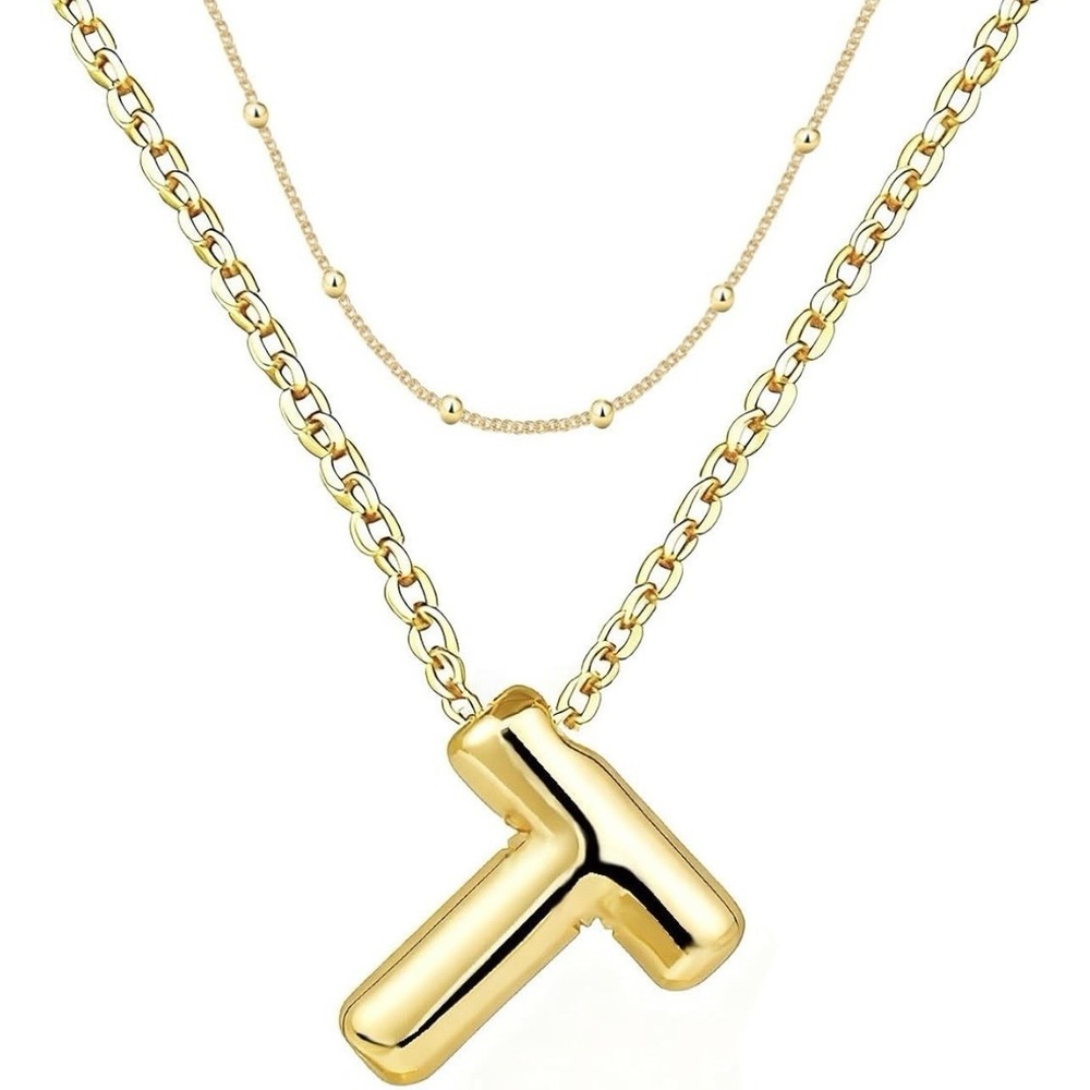 Gold Initial Necklaces Gift For Gilr Womens With Letters T jewelry Birthday Gift